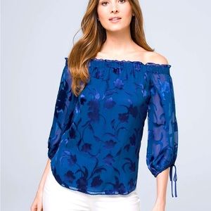 WHBM Floral-Burnout Off-The-Shoulder Blouse